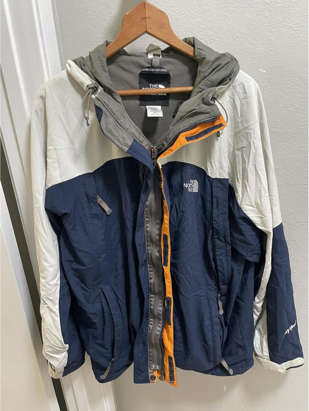 Men's Vintage The North Face White Orange Hyvent Jacket Sz M